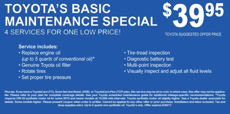 June 2017 Toyota Basic Maintenance Special | Northeast Pennsylvania ...